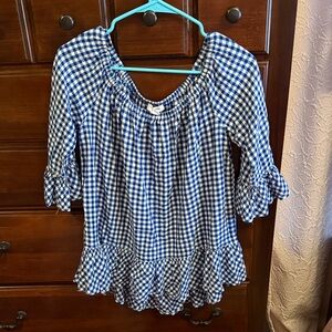 Blue Gingham Women's Top
